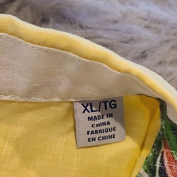 Tommy Bahama mens linen yellow short‎ sleeve button down shirt size xl - Picture 4 of 6